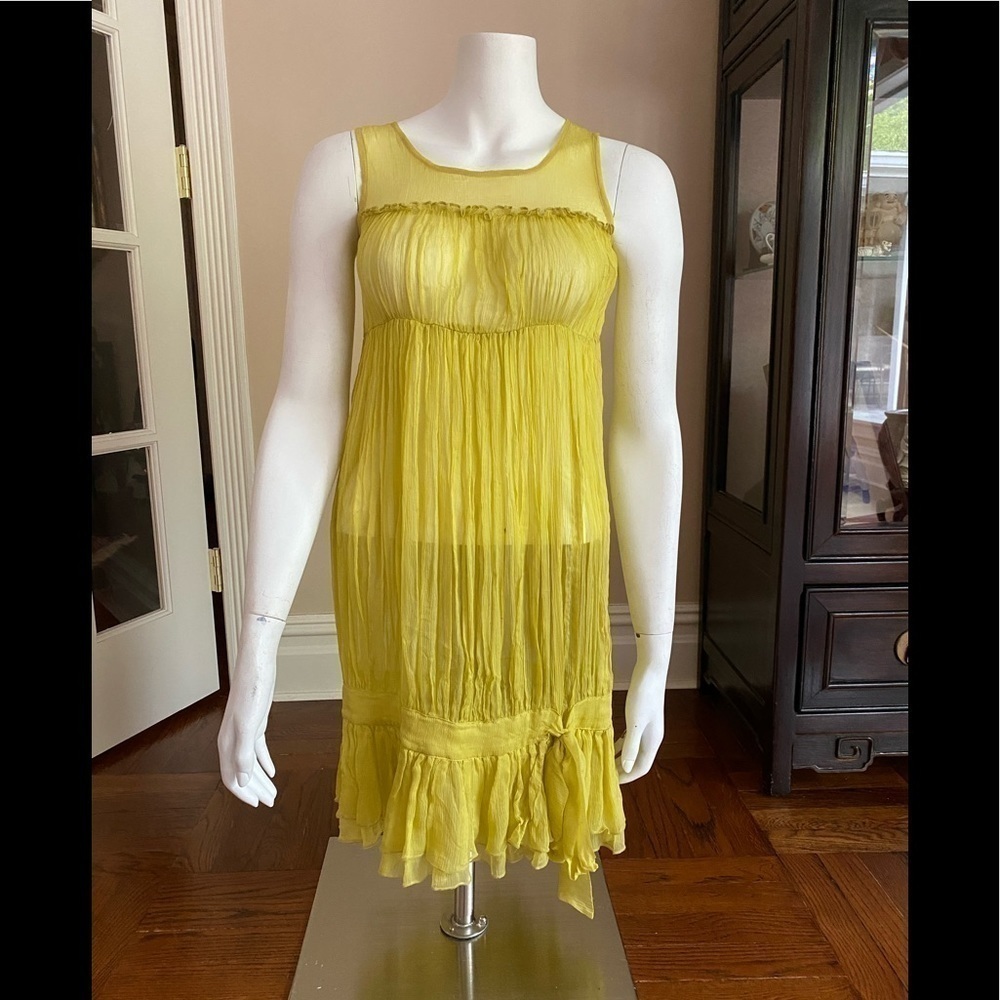 Traffic People Silk Chartreuse Yellow Dress